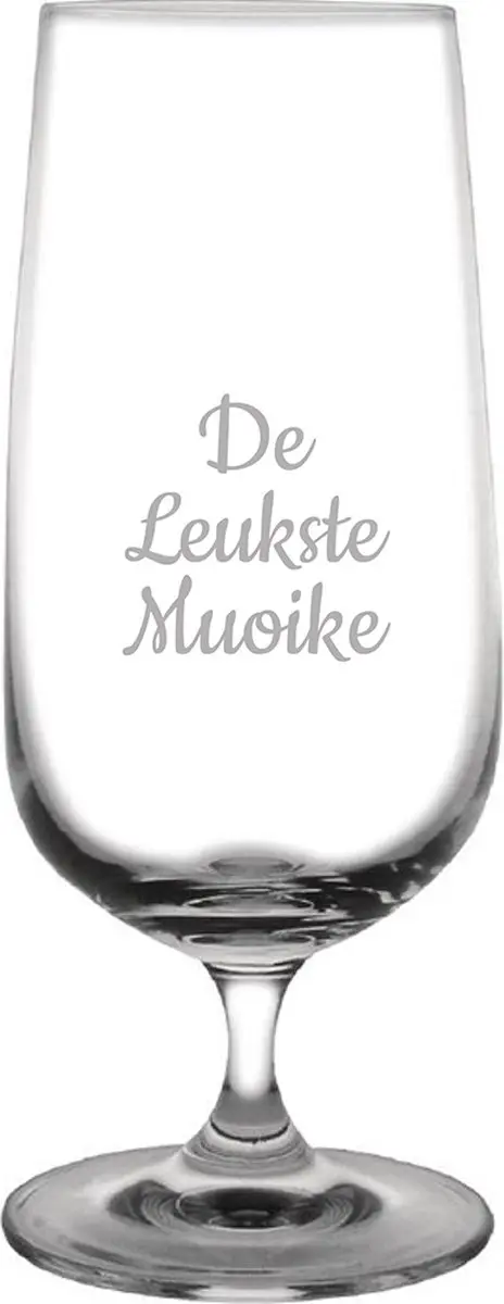 Gegraveerde bierglas op voet 41cl De Leukste Muoike