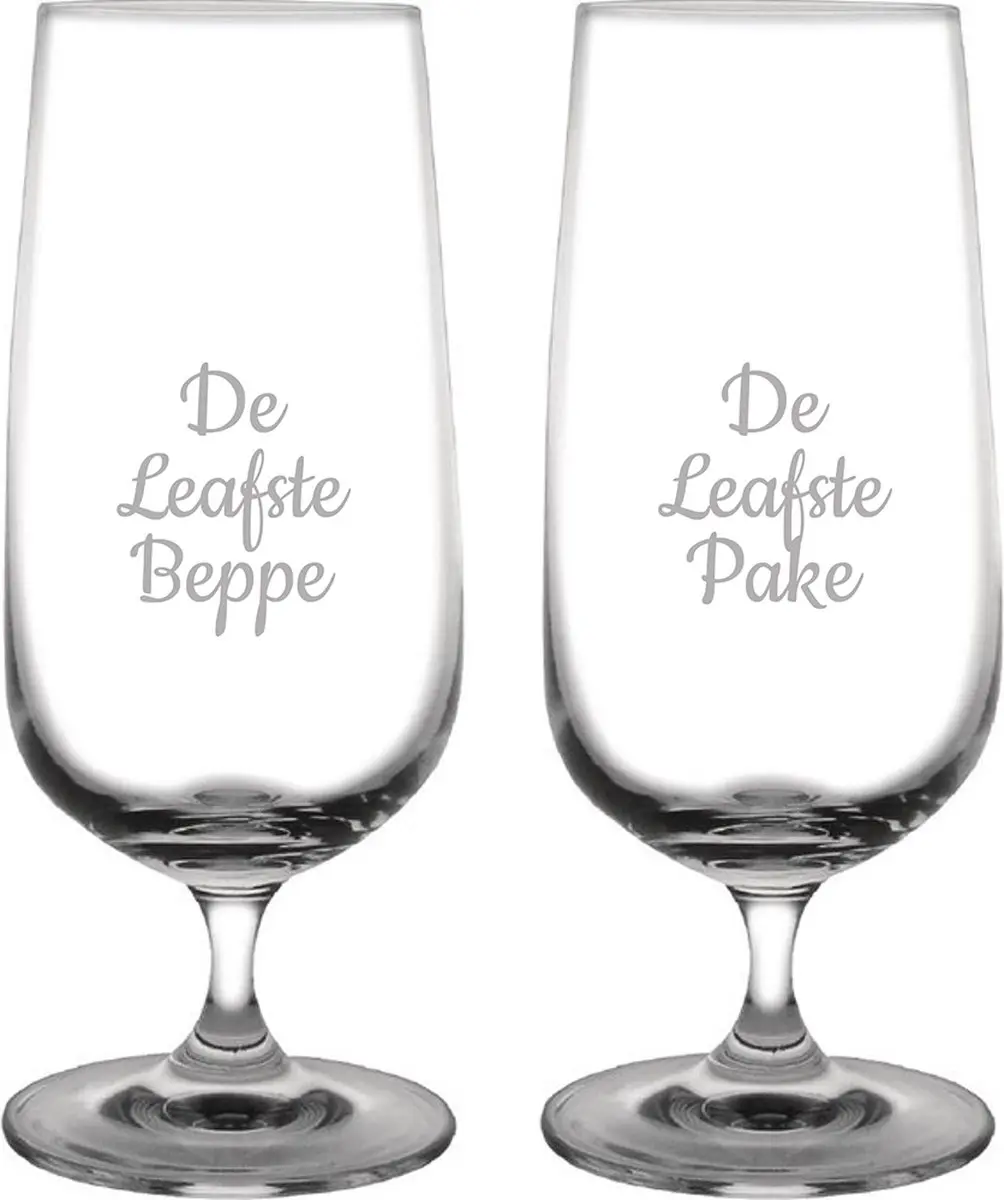 Gegraveerde bierglas op voet 41cl De Leafste Pake-De Leafste Beppe