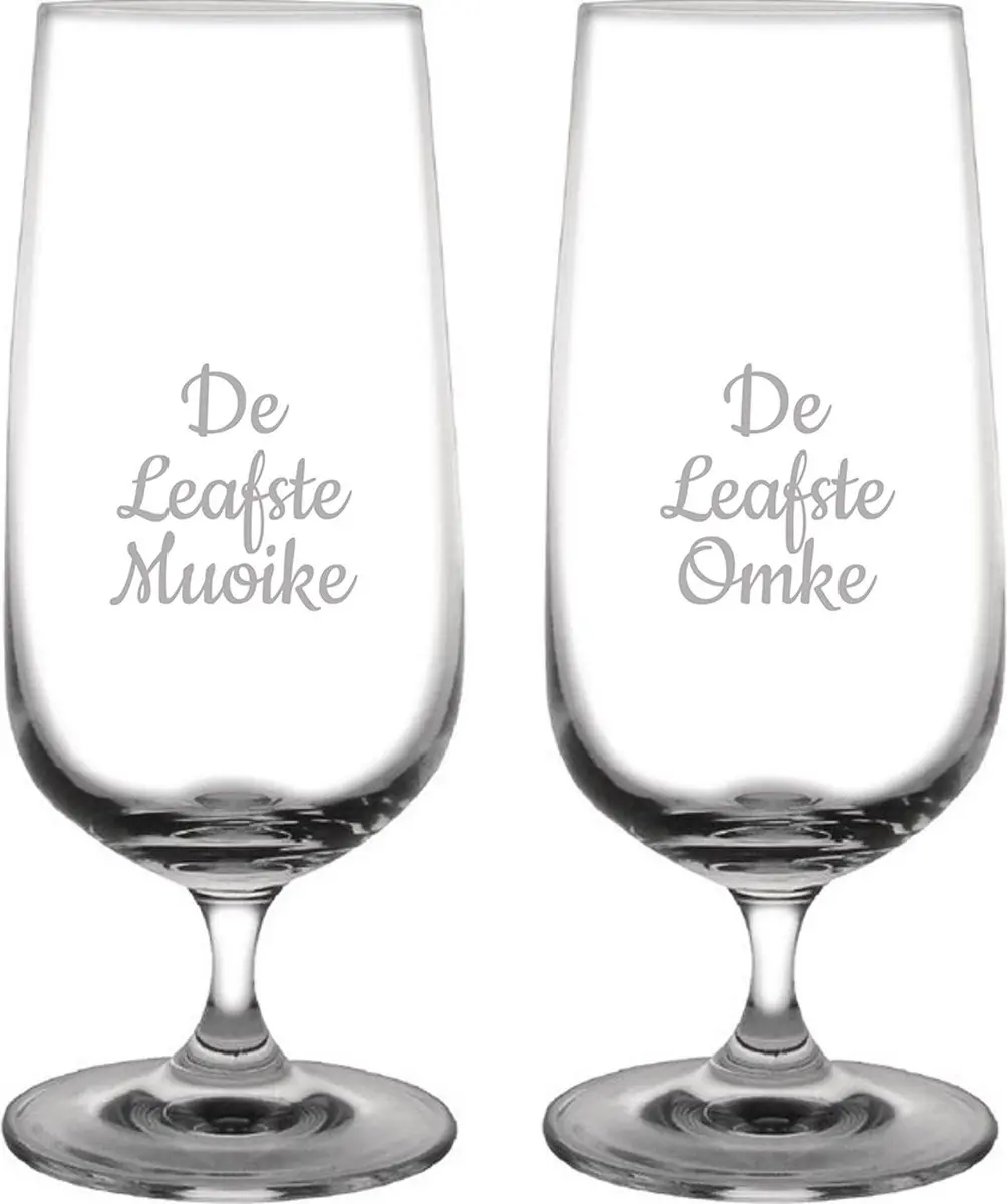 Gegraveerde bierglas op voet 41cl De Leafste Muoike-De Leafste Omke