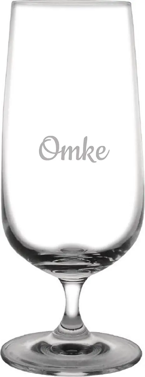 Gegraveerde bierglas op voet 41cl Omke