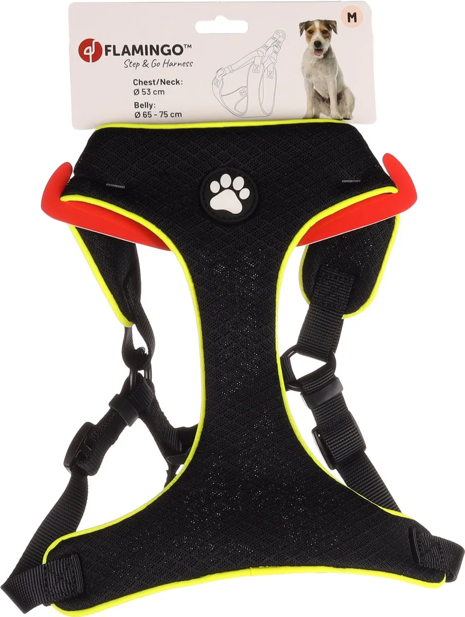 Flamingo Step&Go Tasha Hondenharnas Anti-Trek - Maat M - Zwart