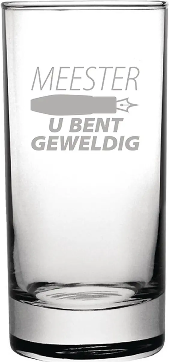 Gegraveerde longdrinkglas 28,5cl Meester u bent geweldig