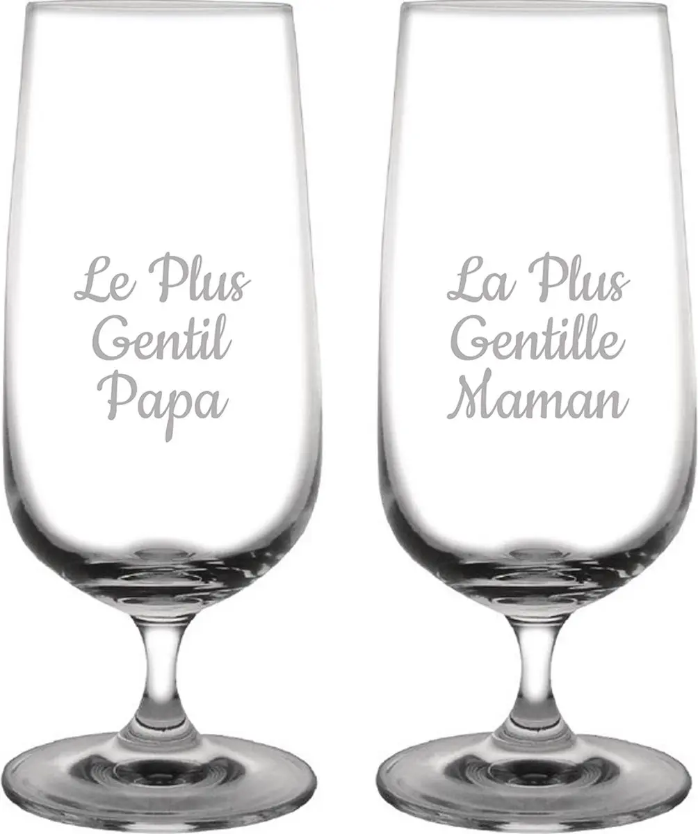 Bierglas op voet gegraveerd