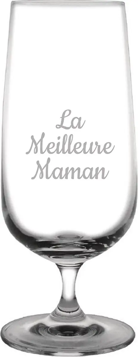 Bierglas op voet gegraveerd