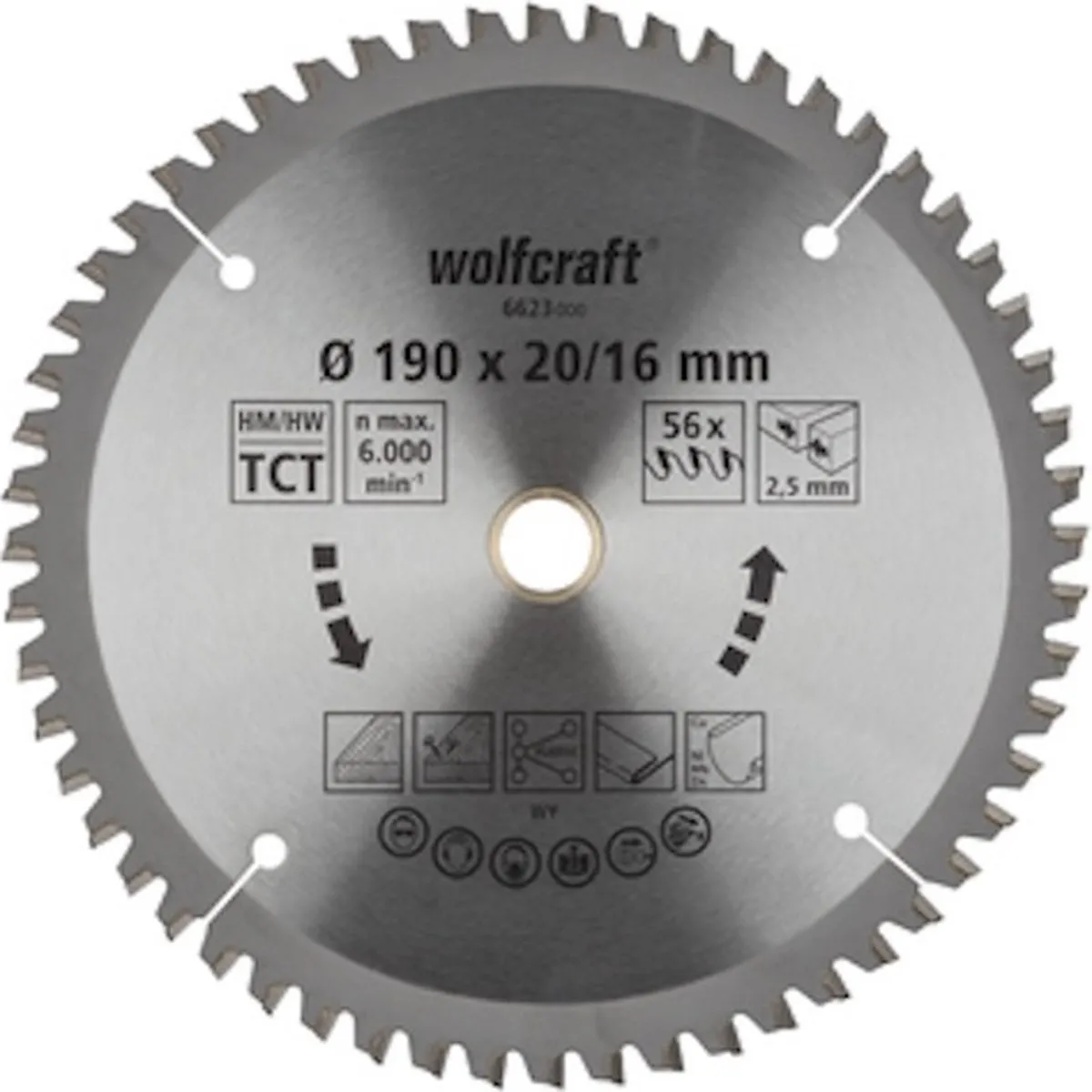 Wolfcraft Cirkelzaagblad 190x20 56 Tanden