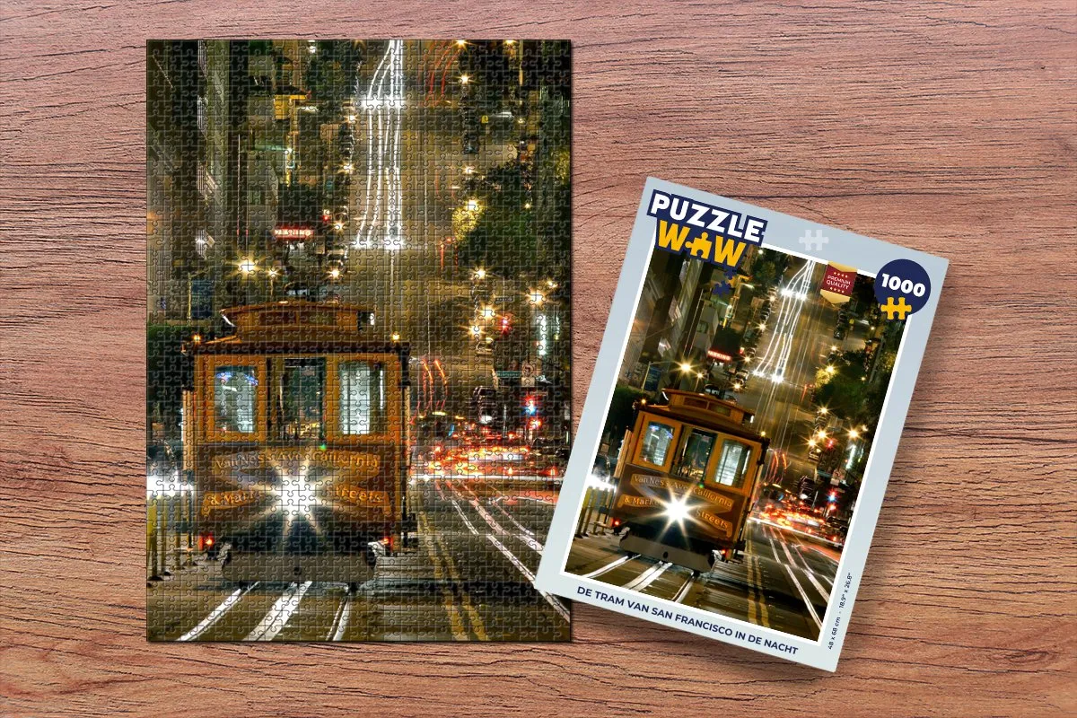 PuzzleWow De tram van San Francisco Legpuzzel 1000 Stuks - Multicolor