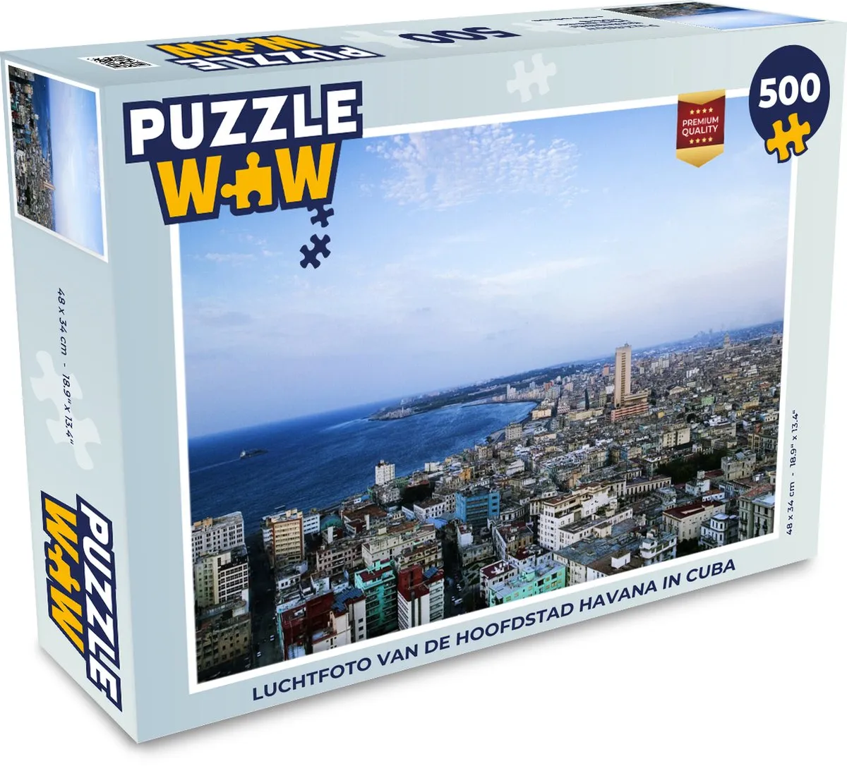 PuzzleWow Havana Luchtfoto Legpuzzel 500 Stuks - Multicolor