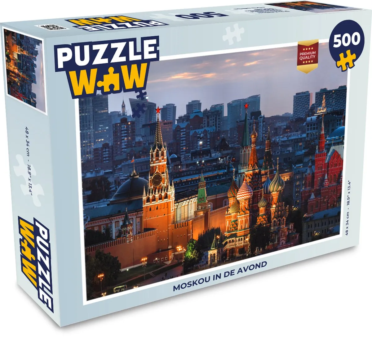 PuzzleWow Moskou in de avond Legpuzzel 500 Stuks - Multicolor