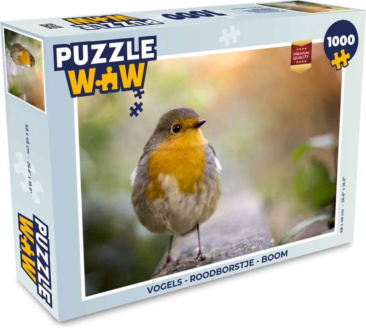 PuzzleWow Vogels - Roodborstje Legpuzzel 1000 Stuks - Multicolor
