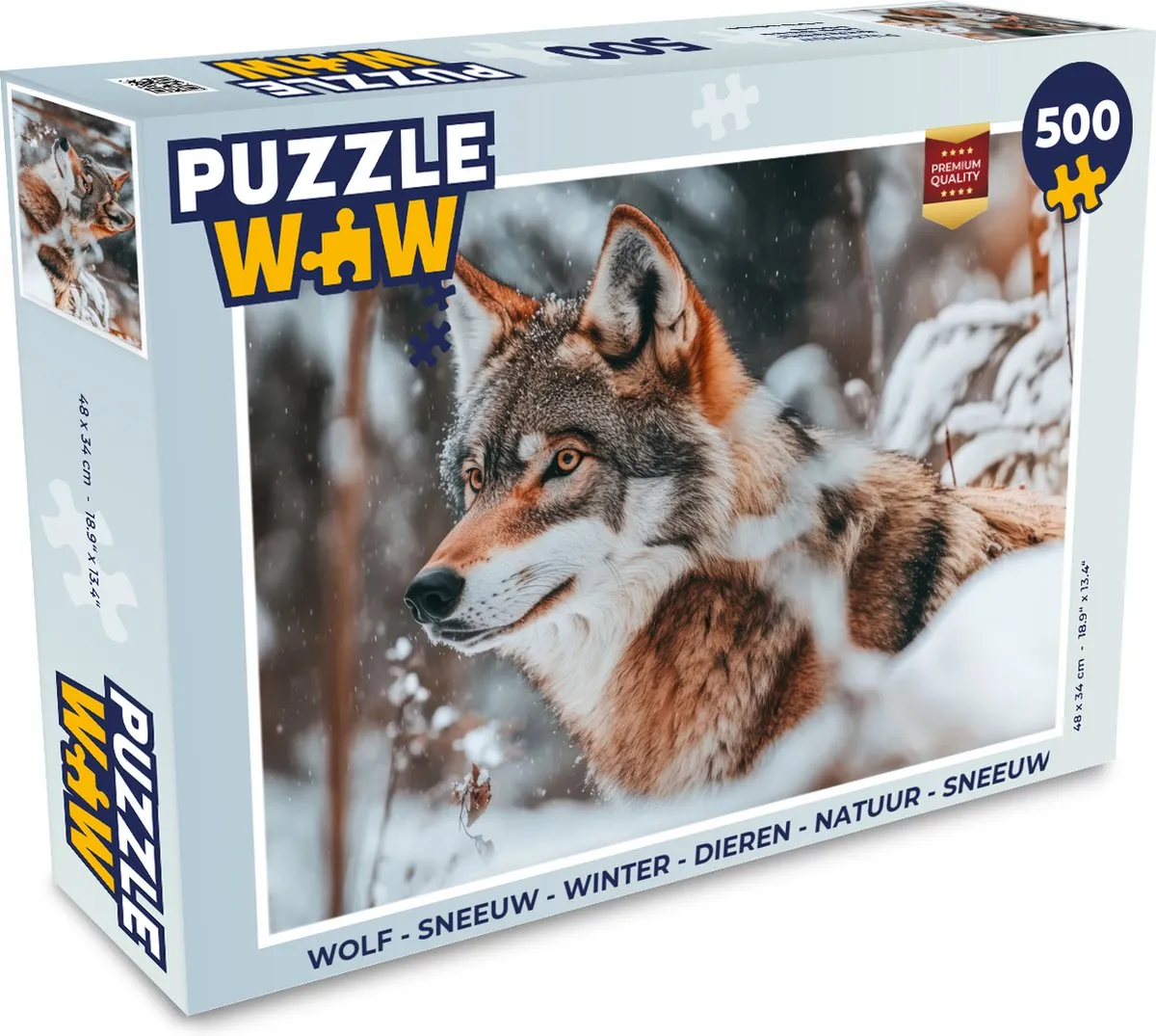 PuzzleWow Sneeuw Wolf Legpuzzel 500 Stuks