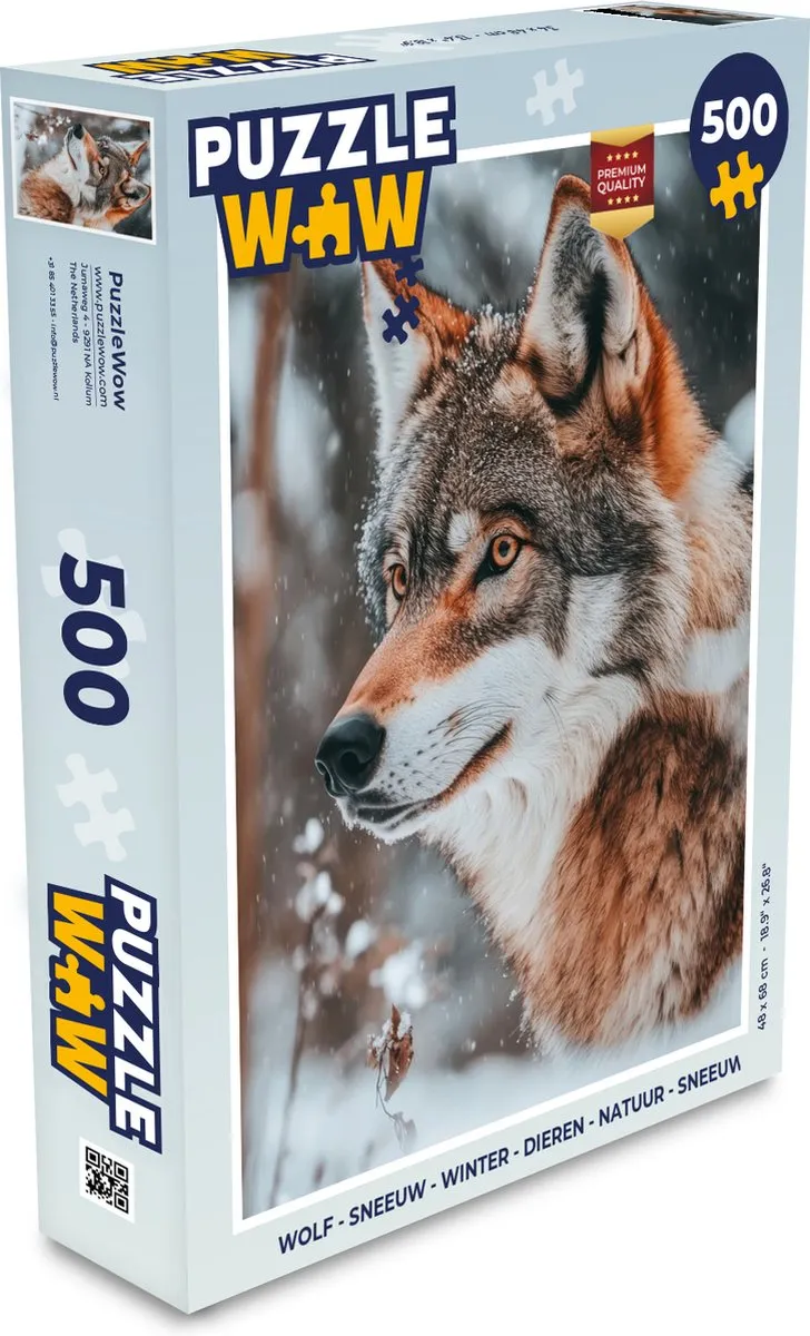 PuzzleWow Sneeuw Wolf Legpuzzel 500 Stuks