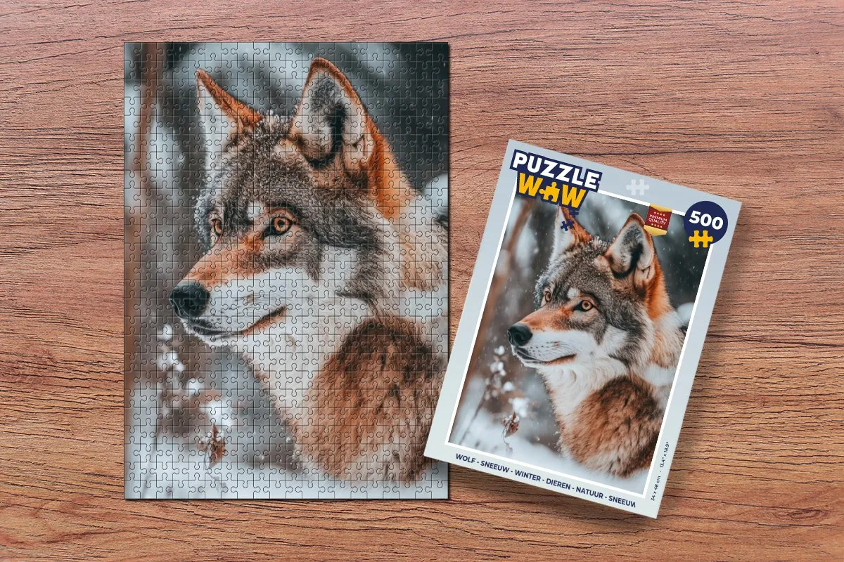 PuzzleWow Sneeuw Wolf Legpuzzel 500 Stuks