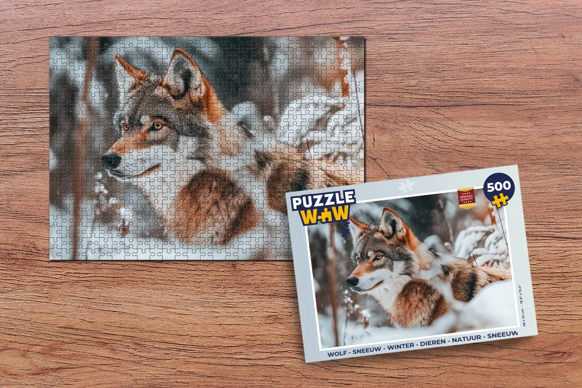 PuzzleWow Sneeuw Wolf Legpuzzel 500 Stuks