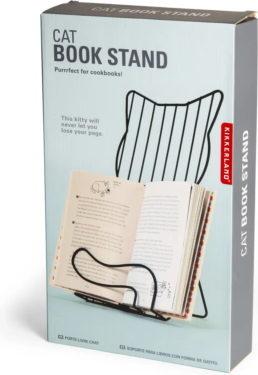 Kikkerland Cat Book Stand Zwart - afbeelding 3 van 6