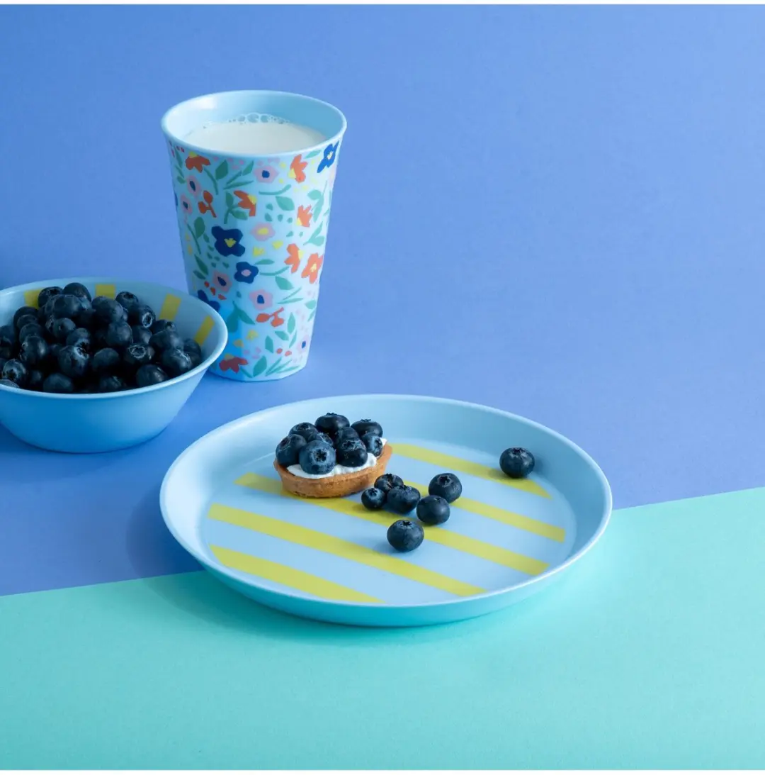 Koziol Nora S Strepen dinerbord Ø 20,5 cm - Blauw/Geel - afbeelding 3 van 4