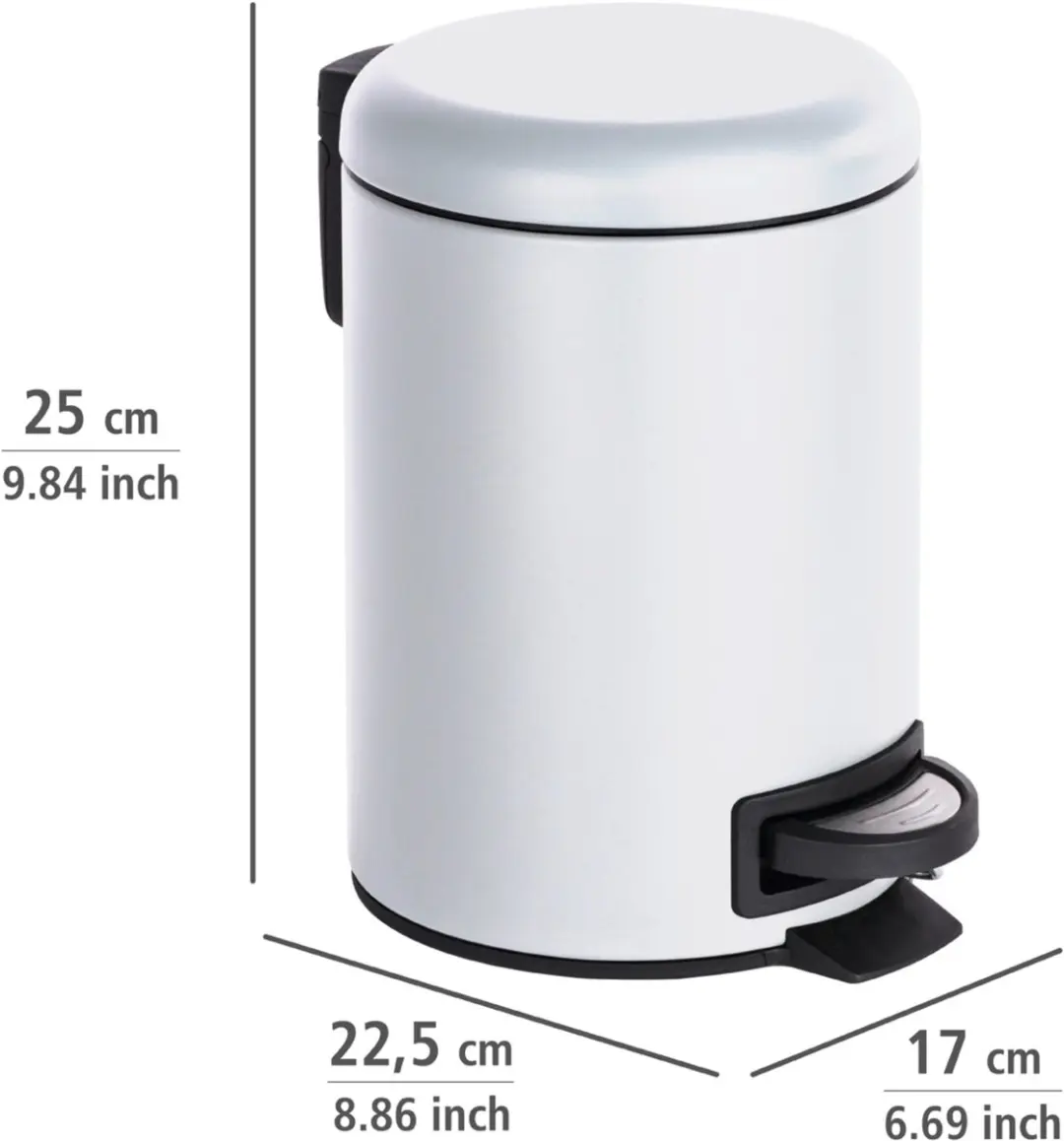 Wenko Leman Pedaalemmer 3L Wit - afbeelding 2 van 6