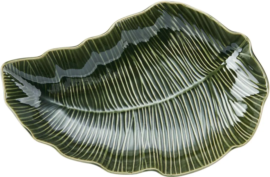 Serveerbord, Serveerschaal, Blad, 30 x 21 cm, Groen, Keramiek
