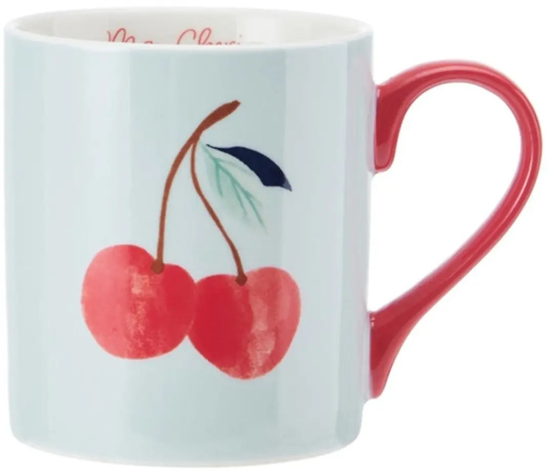 Mok, Beker, 0.28 L, Kersen, Blauw, Porselein