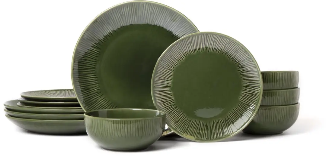 Serviesset, 12-Delig, 4 Personen, Groen, Keramiek