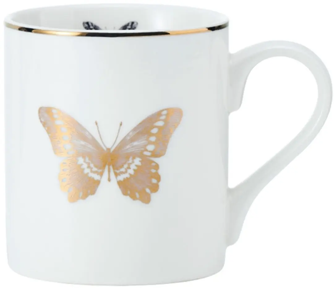 Mok, Beker, 0.28 L, Vlinder, Wit, Porselein