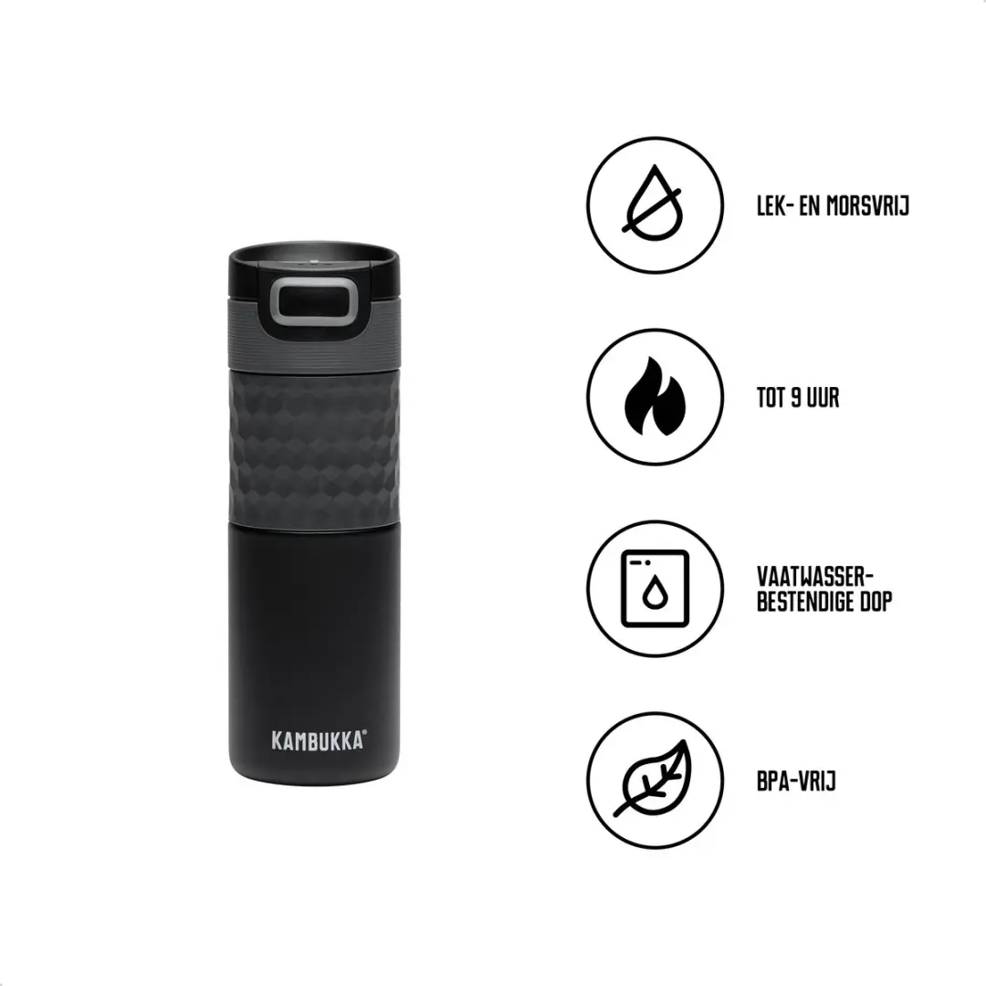 Kambukka Etna Grip Thermosbeker 500ml - Black Steel - afbeelding 4 van 6