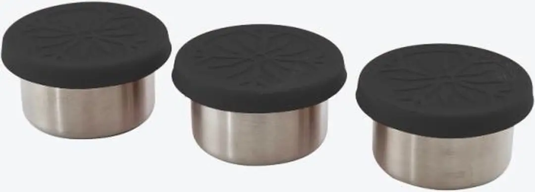 Point-Virgule set van 3 voorraaddoosjes uit rvs met deksel uit silicone zwart 60