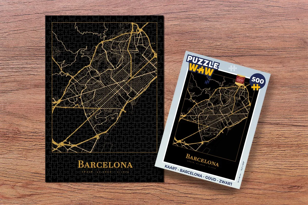 PuzzleWow Barcelona Legpuzzel 500 Stuks - Goud/Zwart