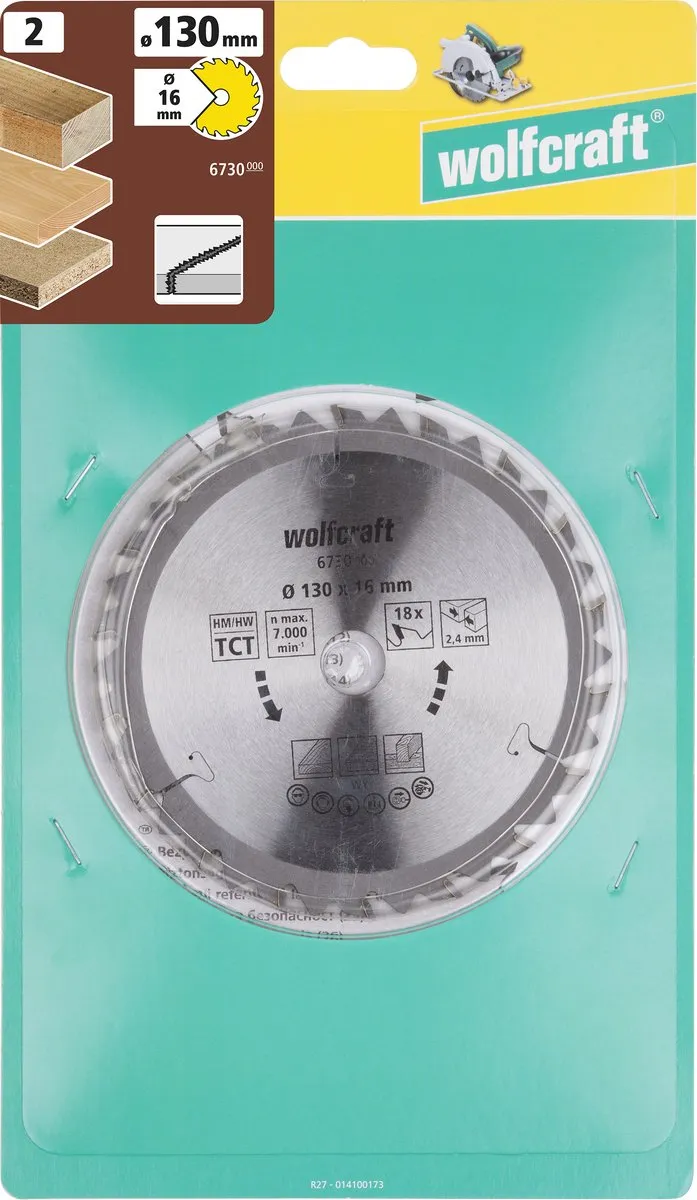 Wolfcraft Cirkelzaagblad 130x16mm 18 Tanden