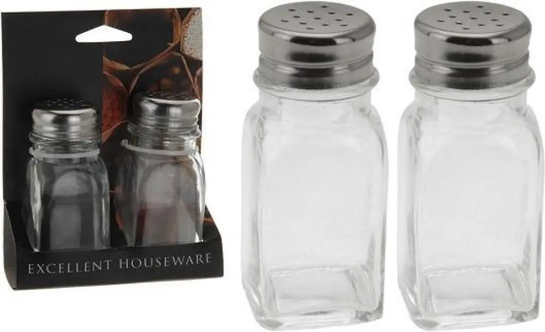 Excellent Houseware Peper- en Zoutstel Glas met RVS