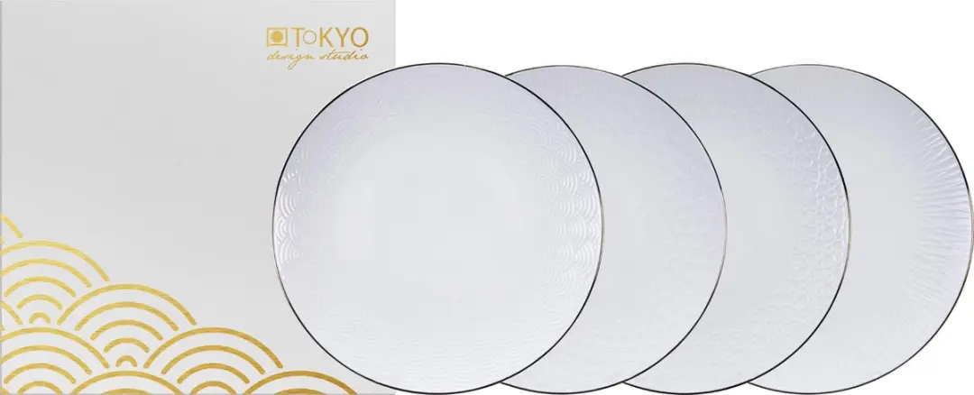 Tokyo Design Studio - Nippon White - Ontbijt bordenset - Ø 19 cm - 4 Stuks
