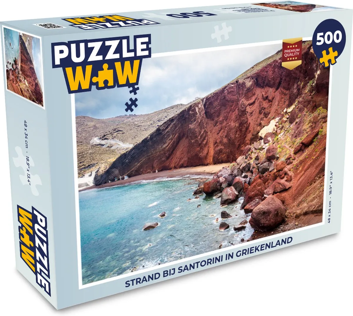 PuzzleWow Strand bij Santorini Legpuzzel 500 Stuks