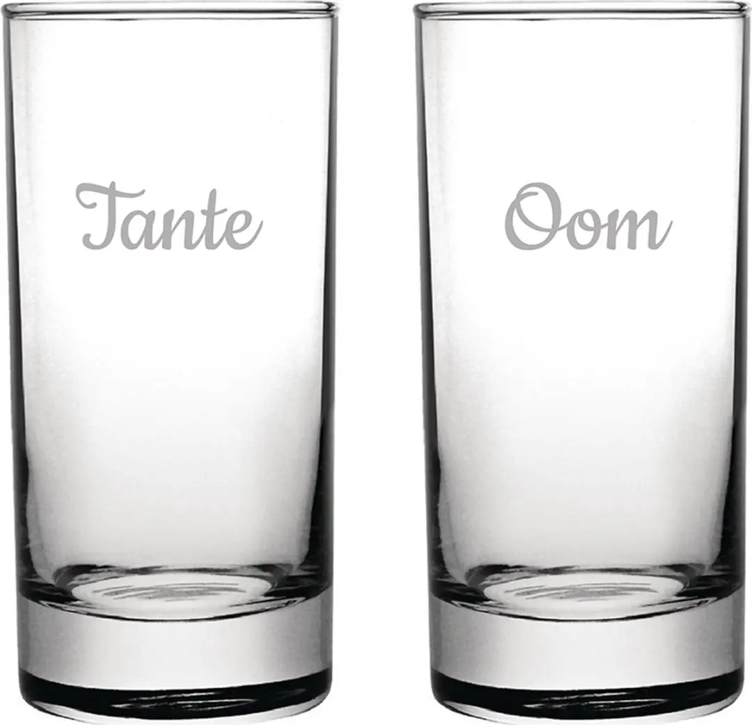 Gegraveerde longdrinkglas 28,5cl Tante & Oom
