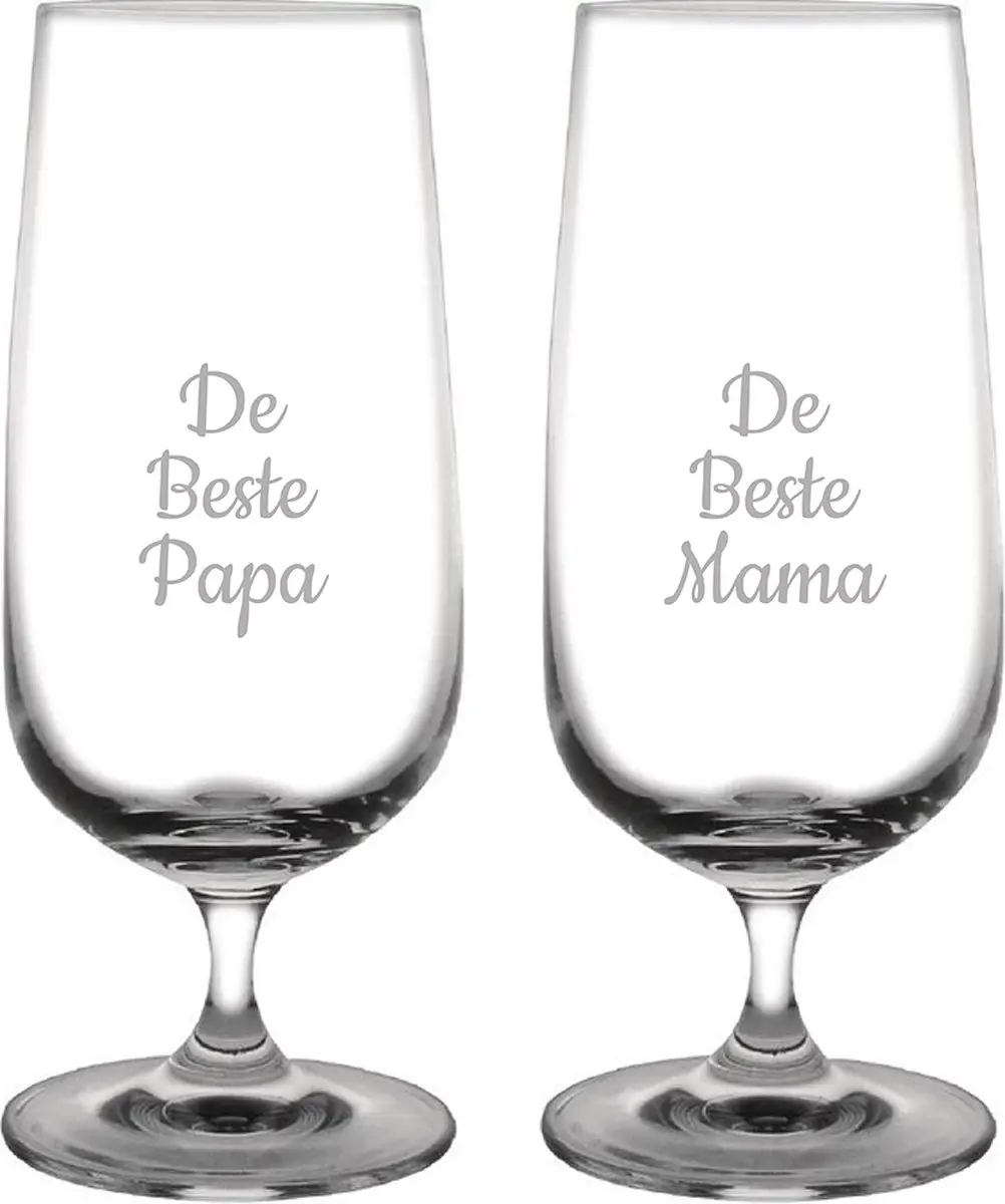 Gegraveerde bierglas op voet 41cl De Beste Mama-De Beste Papa