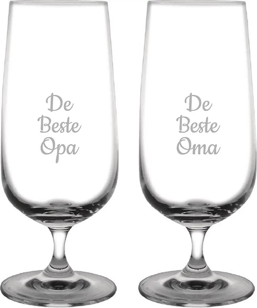 Gegraveerde bierglas op voet 41cl De Beste Opa-De Beste Oma