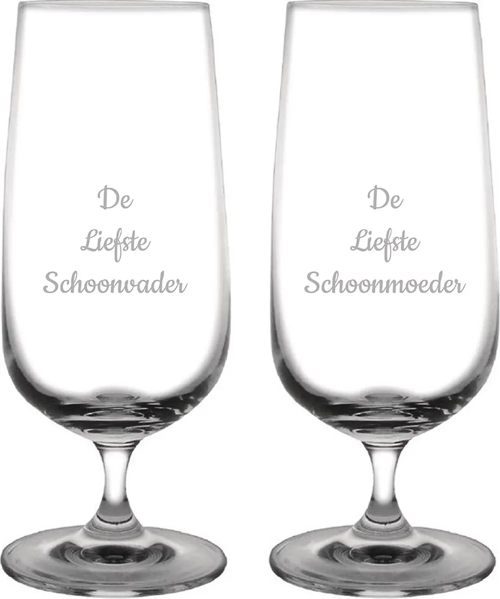 Gegraveerde bierglas op voet 41cl De Liefste Schoonvader-De Liefste Schoonmoeder
