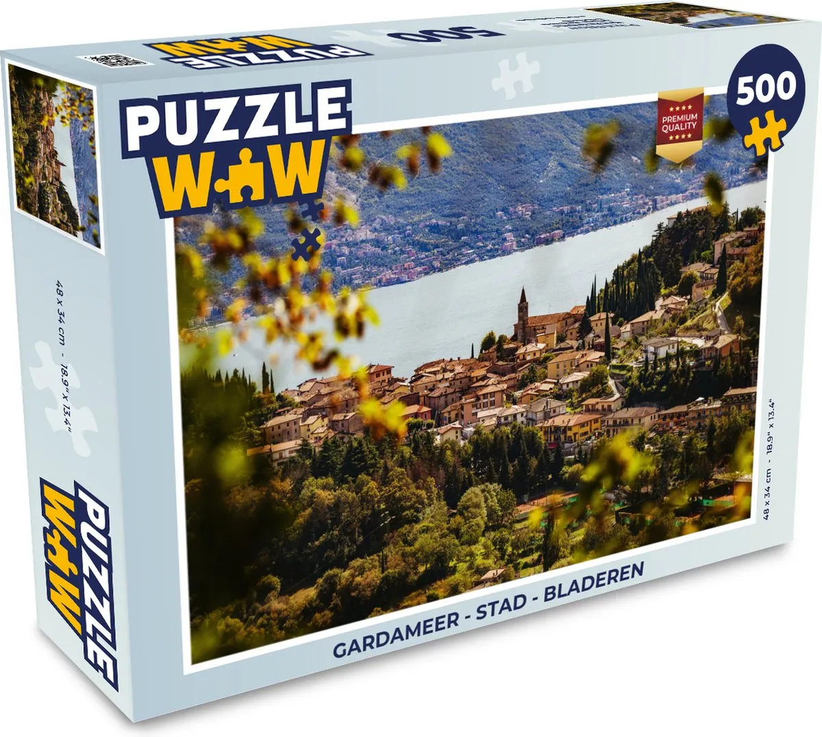 PuzzleWow Gardameer Stad Legpuzzel 500 Stuks - Multicolor