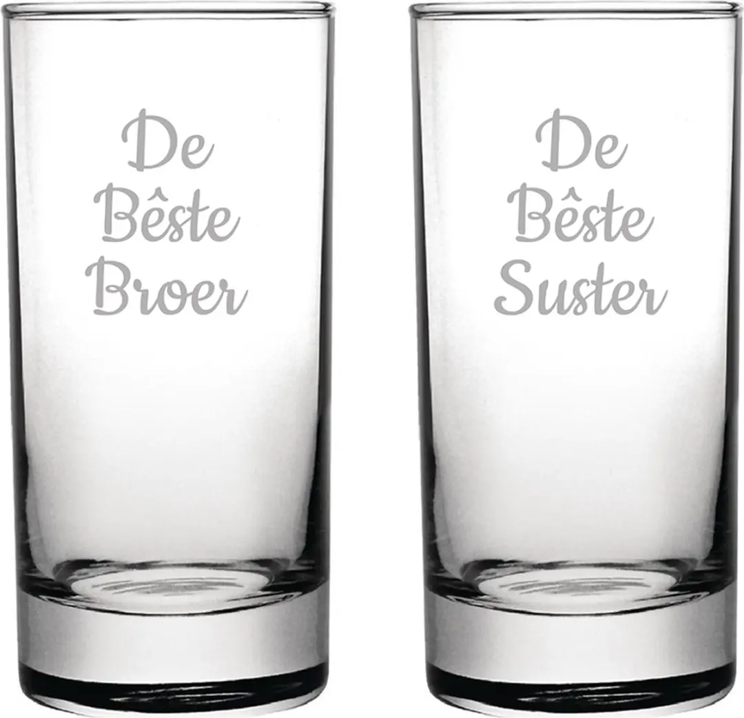 Gegraveerde longdrinkglas 28,5cl De Bêste Broer- De Bêste Suster