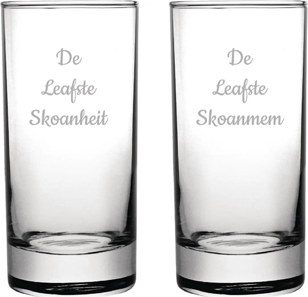 Gegraveerde longdrinkglas 28,5cl De Leafste Skoanheit-De Leafste Skoanmem