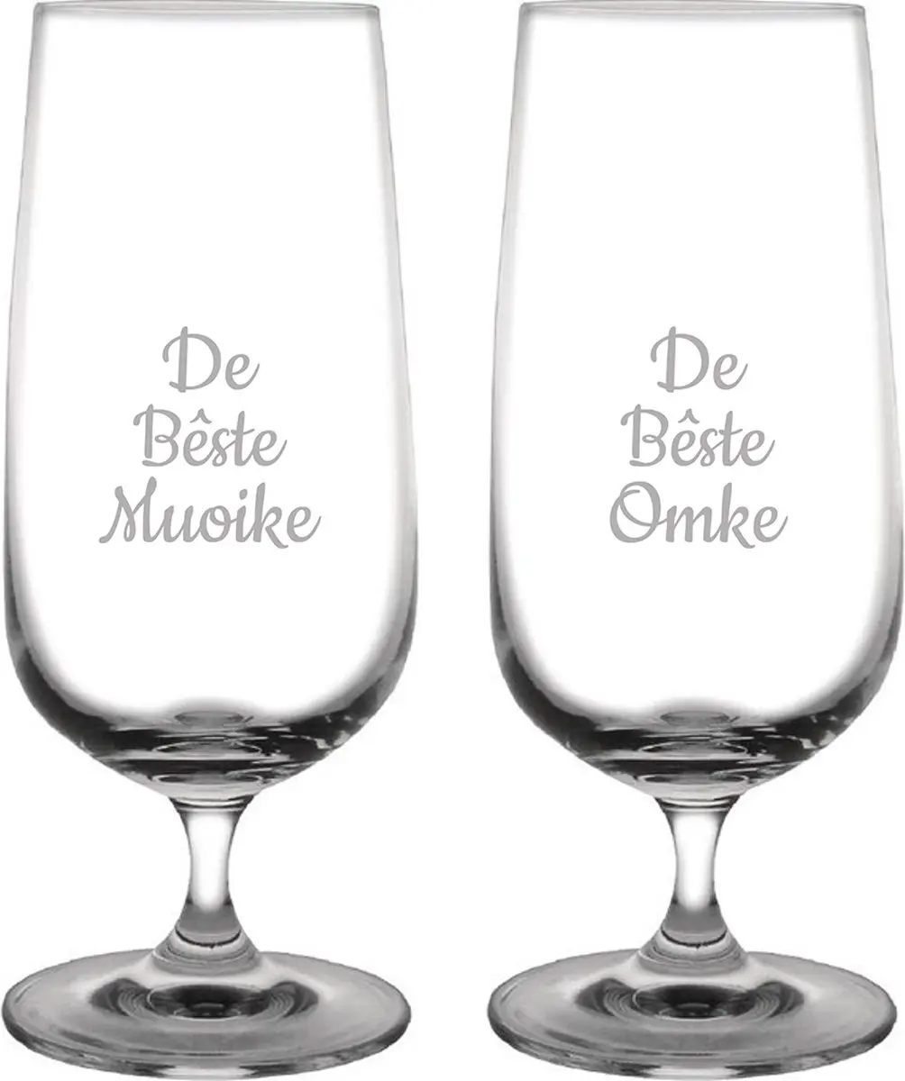 Gegraveerde bierglas op voet 41cl De Bêste Muoike-De Bêste Omke