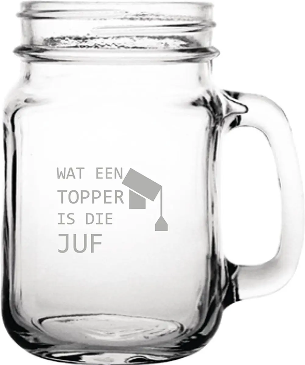 Gegraveerde Drinkglas 45cl Wat een topper is die juf