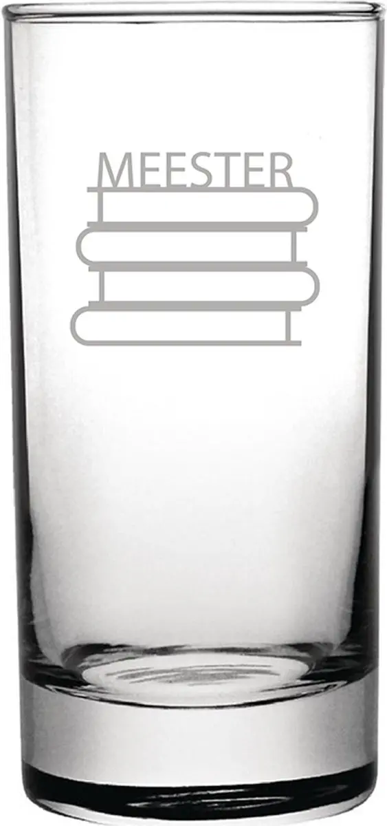 Gegraveerde longdrinkglas 28,5cl Meester met boeken