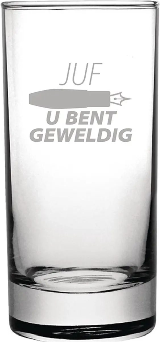Gegraveerde longdrinkglas 28,5cl Juf u bent geweldig