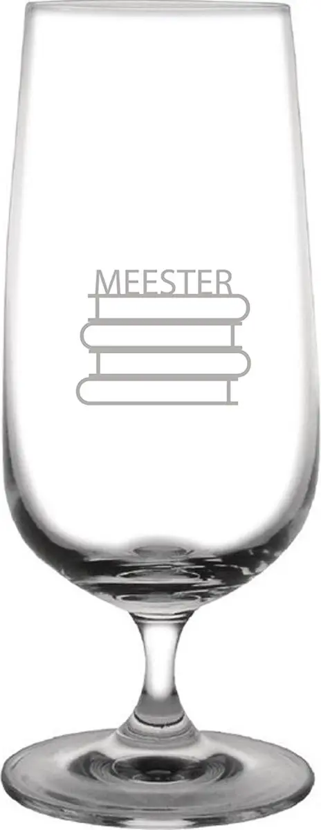 Gegraveerde bierglas op voet 41cl Meester met boeken