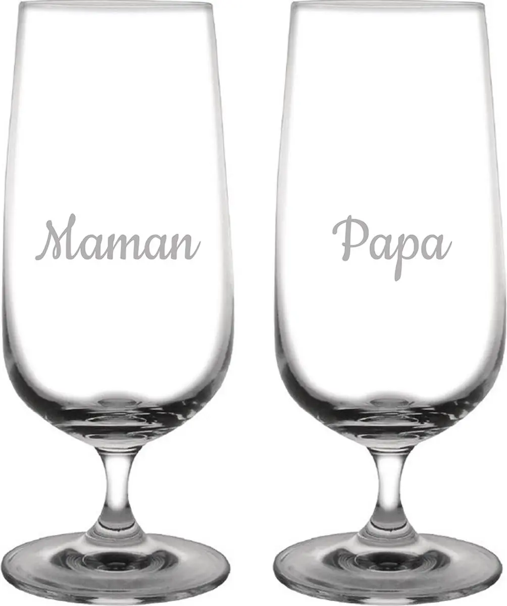 Bierglas op voet gegraveerd