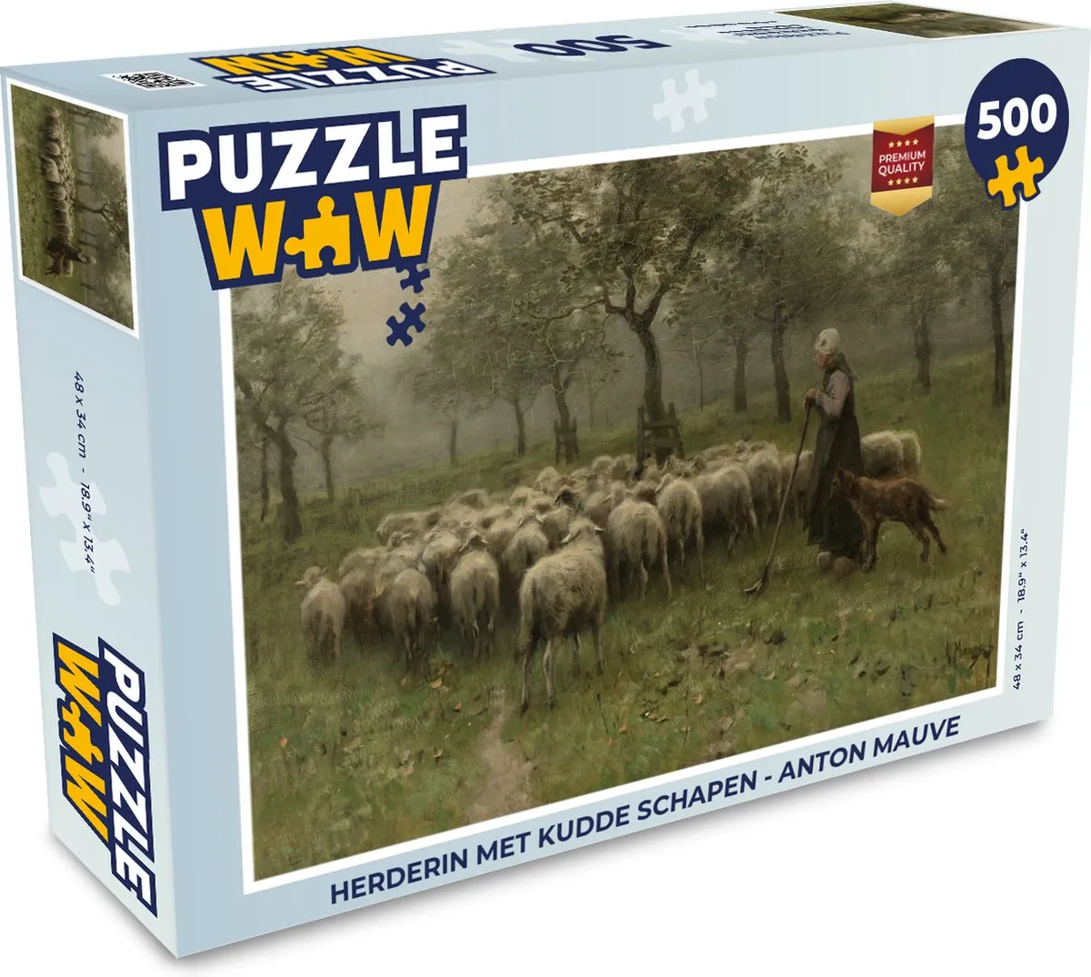 PuzzleWow Herderin met kudde schapen Legpuzzel 500 Stuks