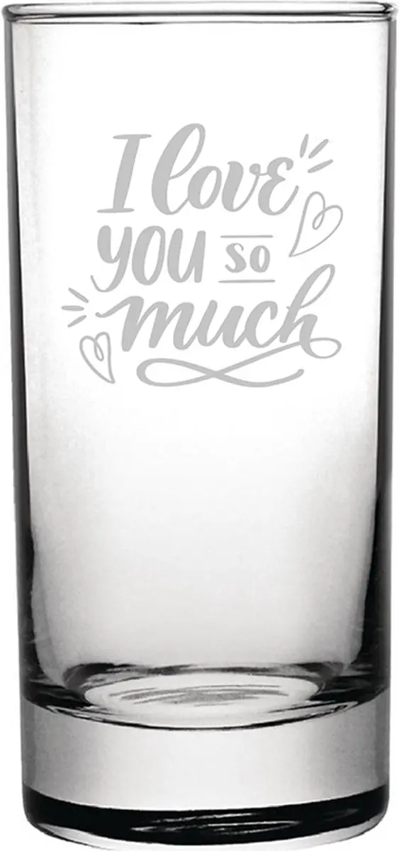 Gegraveerde longdrinkglas 28,5cl I Love you so much