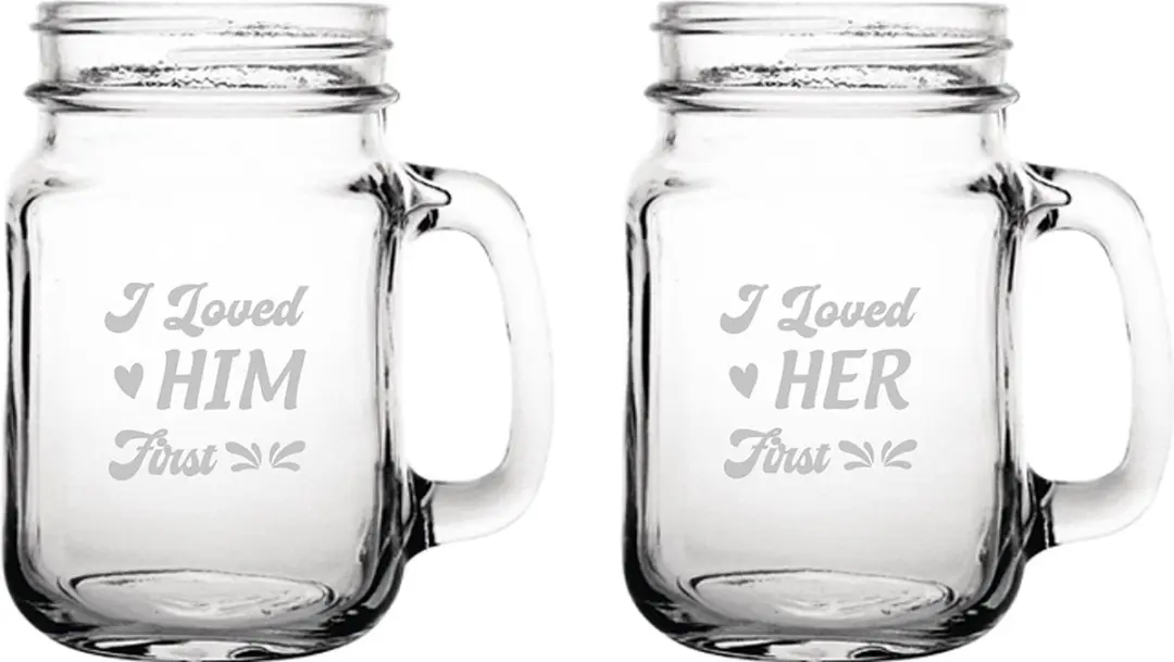 Gegraveerde set drinkglazen 45cl I loved him first