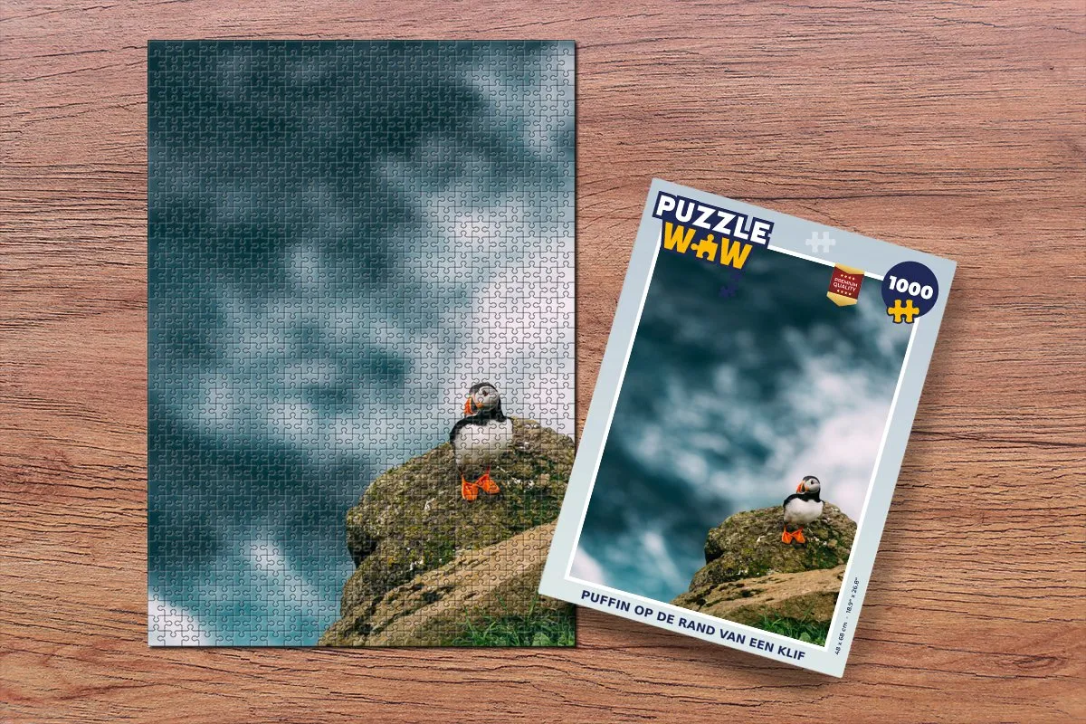 PuzzleWow Puzzel Puffin op de rand van een klif - 1000 Stuks - Multicolor
