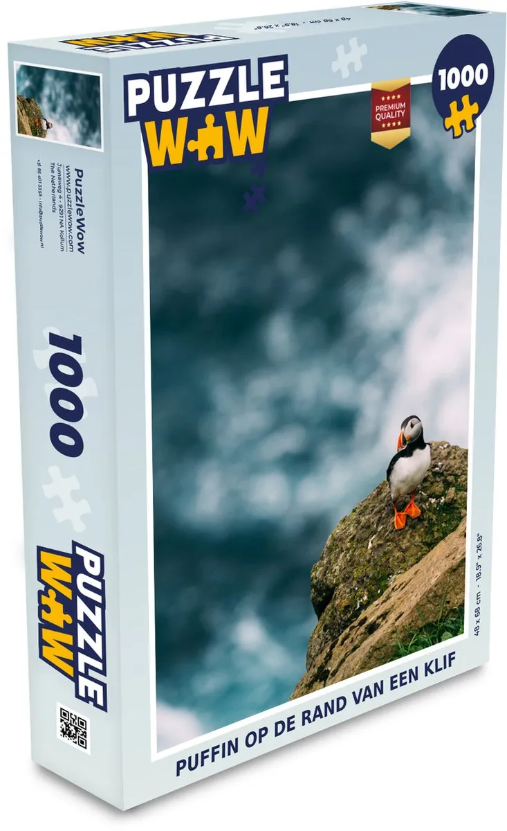 PuzzleWow Puzzel Puffin op de rand van een klif