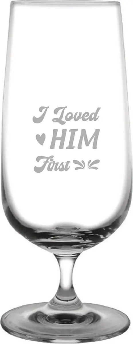 Gegraveerde Bierglas op voet 41cl I loved him first